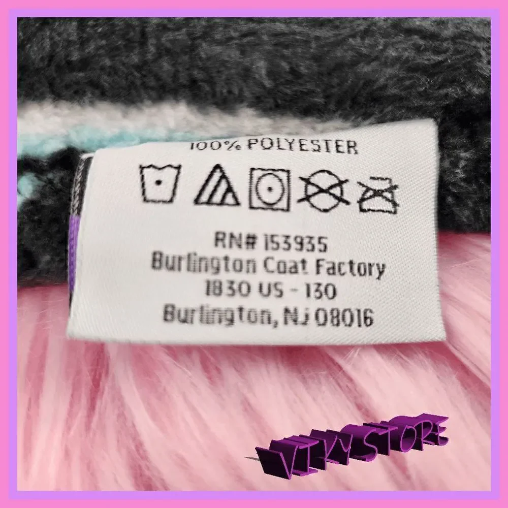 NWT {BEBE} Black Plush Fleece Throw Unicorns Girls NWT